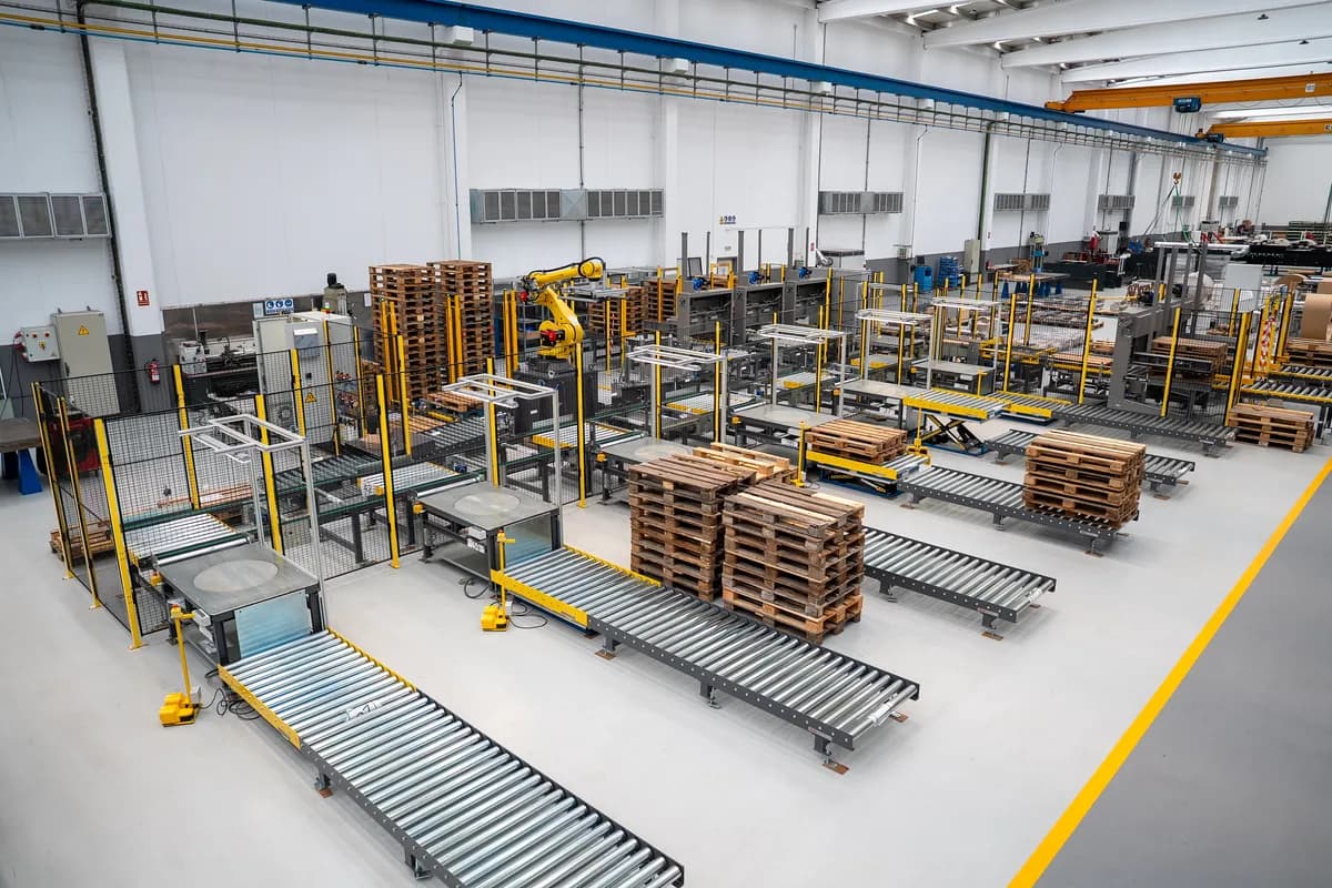 MECVIL automated pallet production line — turnkey industrial machinery